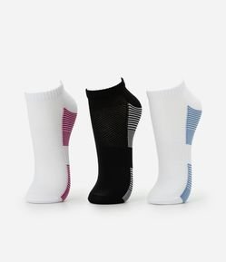 Kit 03 Meias Cano Baixo em Algodão com Listras