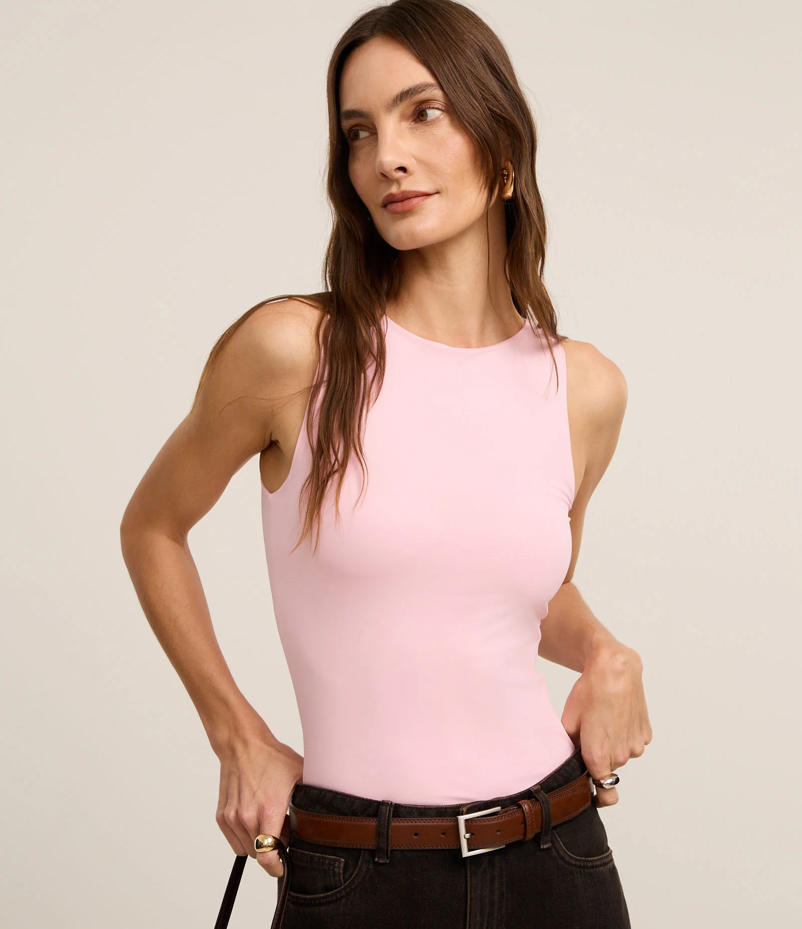 Blusa em Poliamida com Gola Redonda Rosa 1
