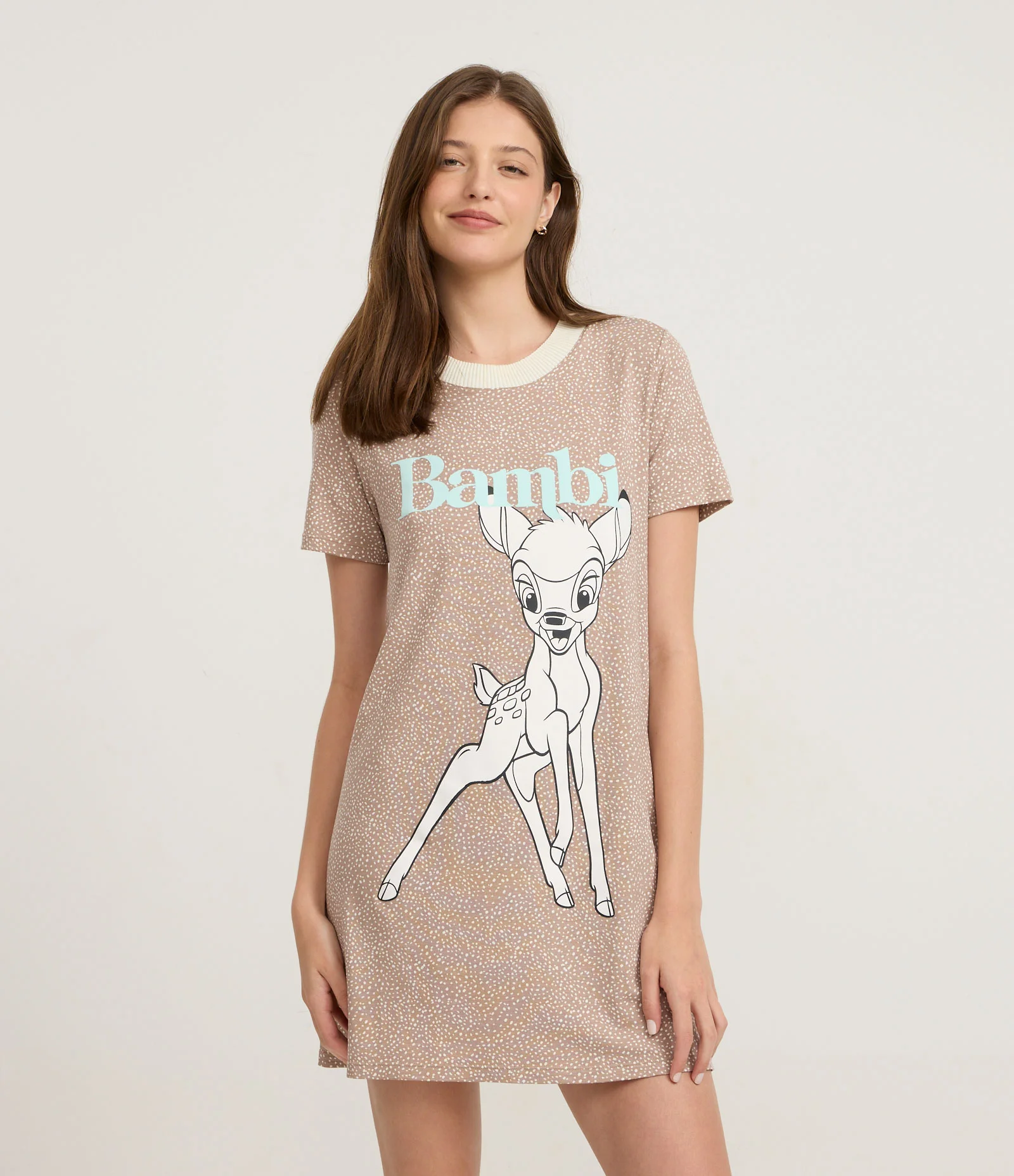 Camisola Manga Curta com Estampa Bambi Rosa 1