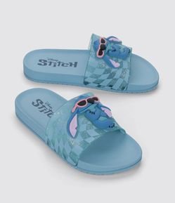 Chinelo Slide Infantil com Glitter e Patch do Stitch - Tam 23 ao 34