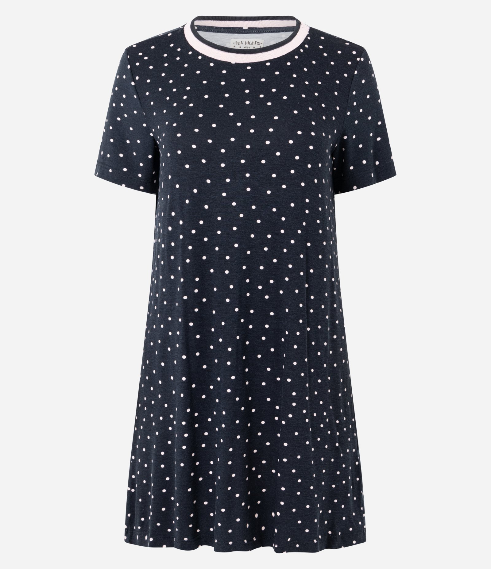 Camisola Curta em Viscolycra com Manga Curta e Estampa de Bolinhas Skyway 1