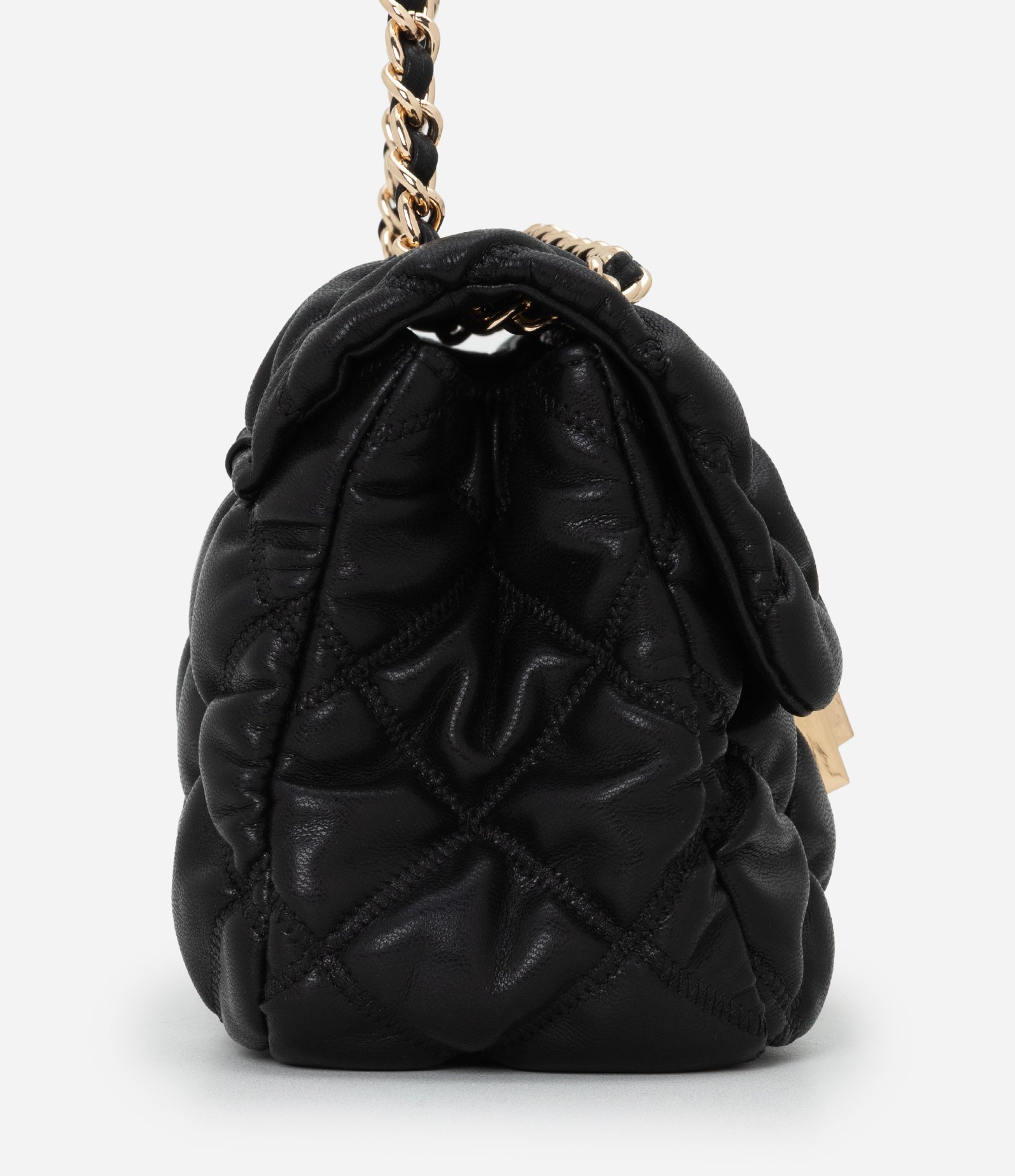 Bolsa Shoulder Média com Textura e Corrente Preto 2