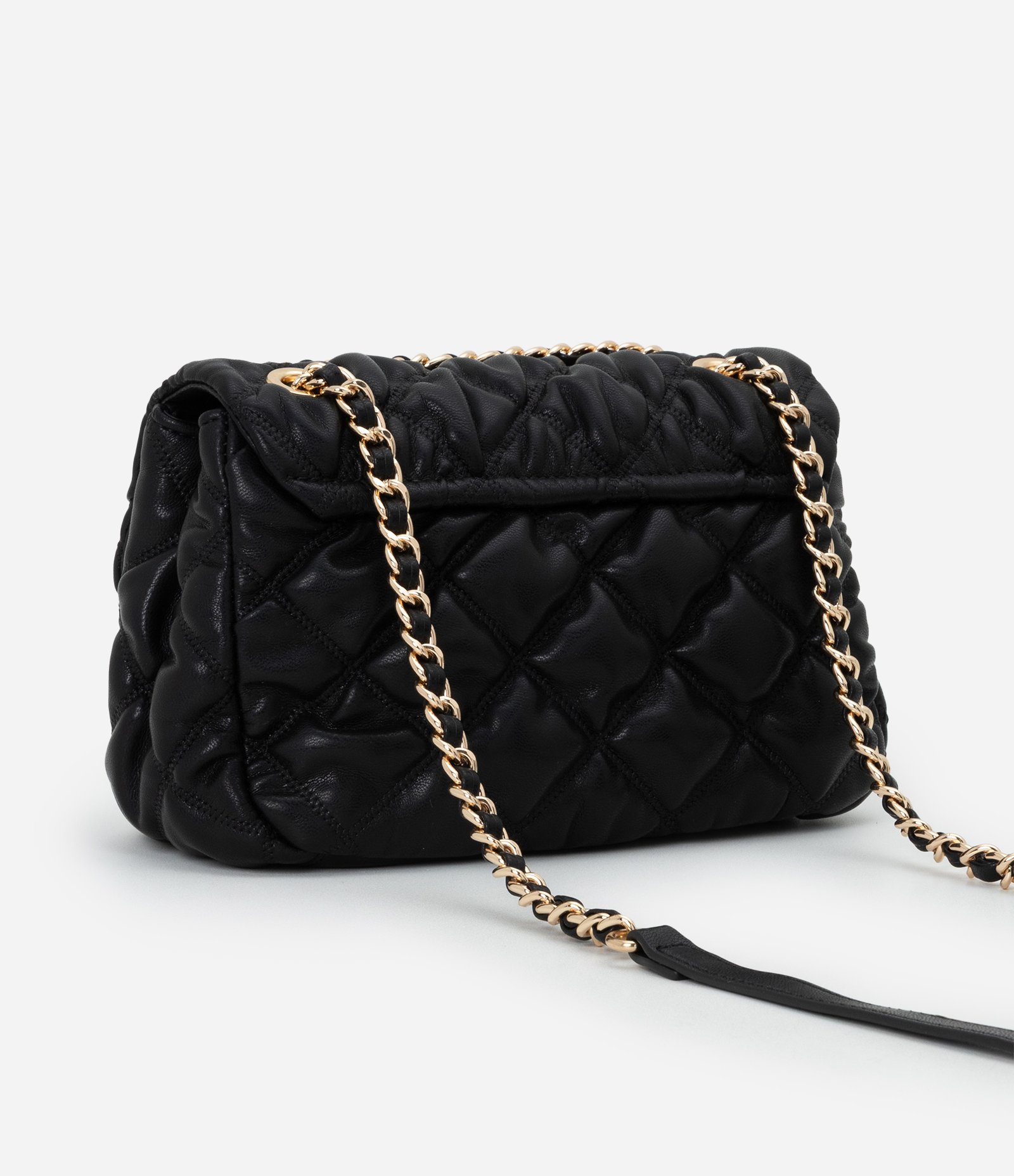 Bolsa Shoulder Média com Textura e Corrente Preto 3