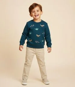 Casaco Infantil em Moletom com Bordados de Dinossauro – Tam 1 a 6 Anos
