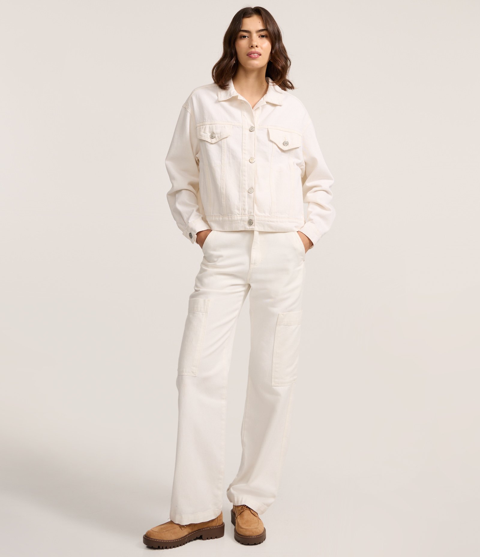 Jaqueta Trucker em Sarja com Lapelas nos Bolsos Off White 2