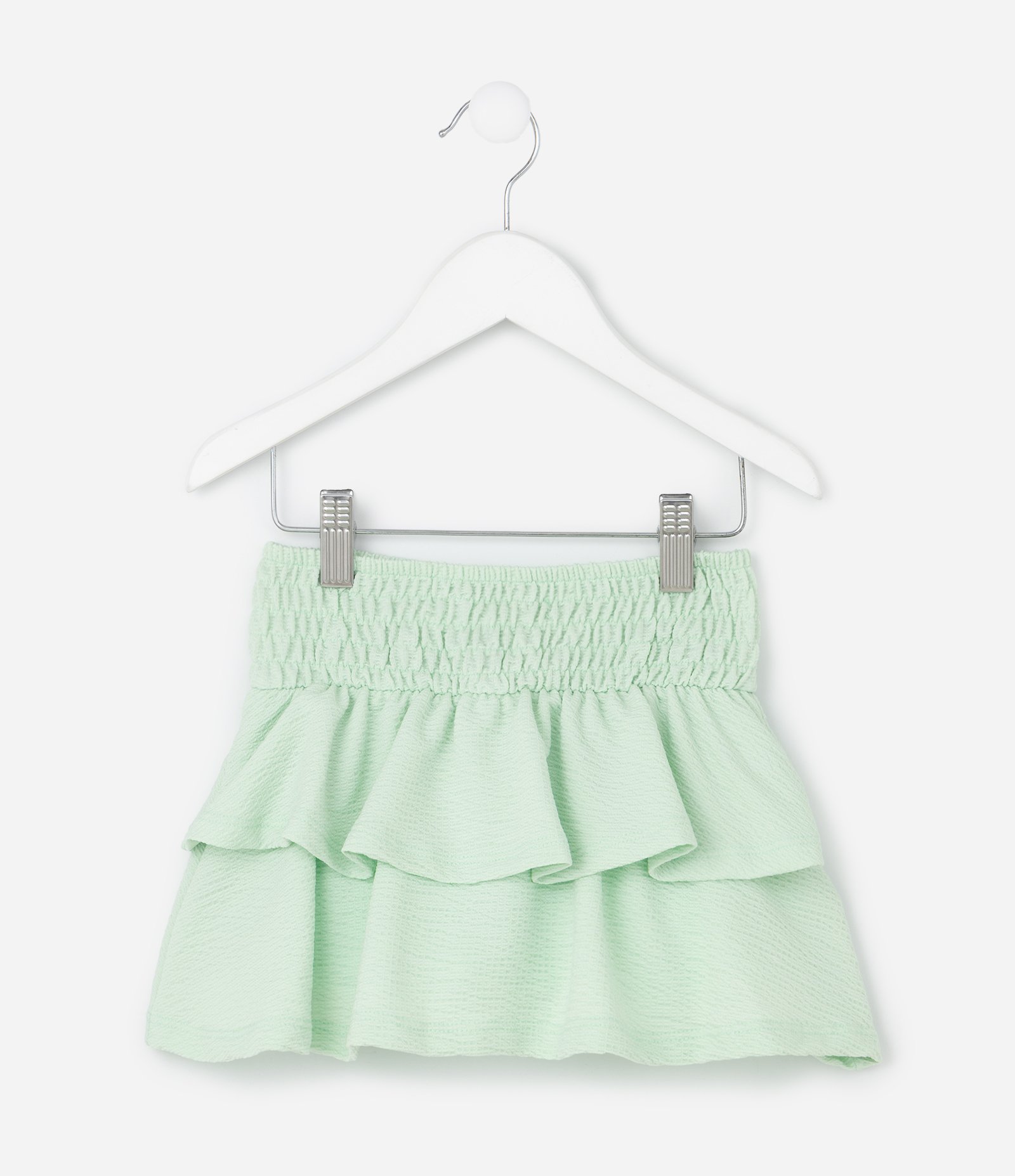 Saia Infantil em Anarruga com Babados e Texturizada - Tam 1 a 6 Anos Verde 1