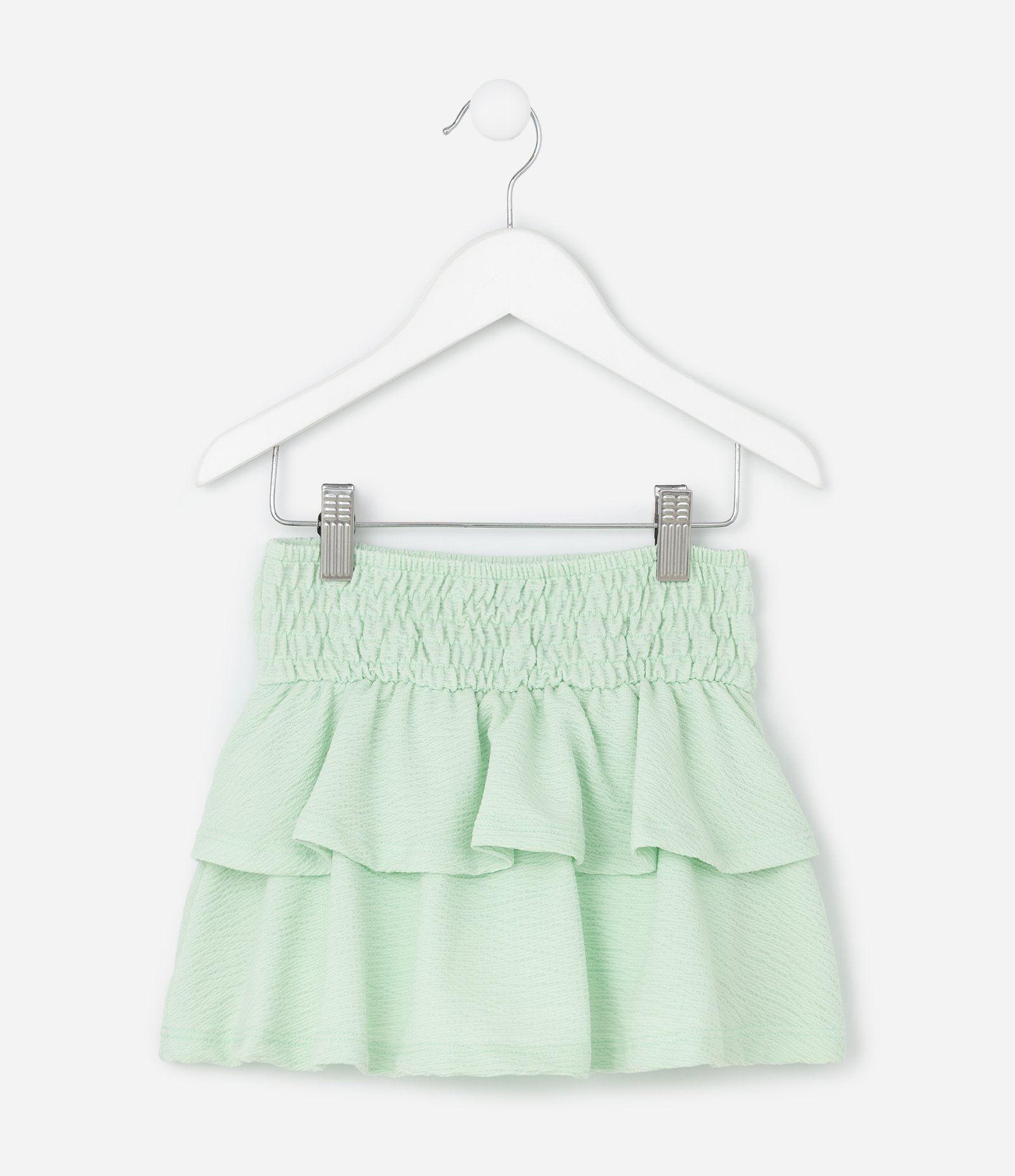 Saia Infantil em Anarruga com Babados e Texturizada - Tam 1 a 6 Anos Verde 2