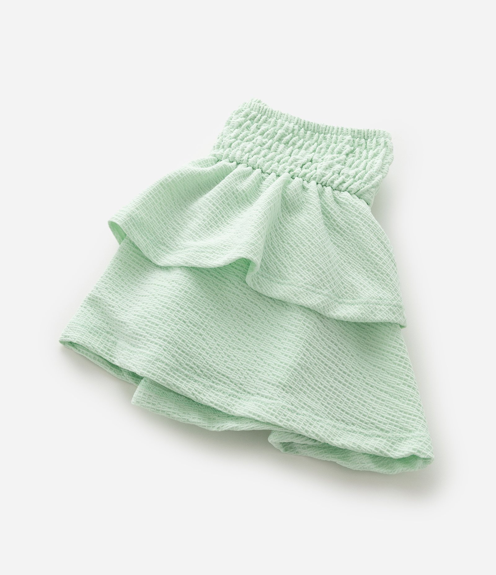 Saia Infantil em Anarruga com Babados e Texturizada - Tam 1 a 6 Anos Verde 4