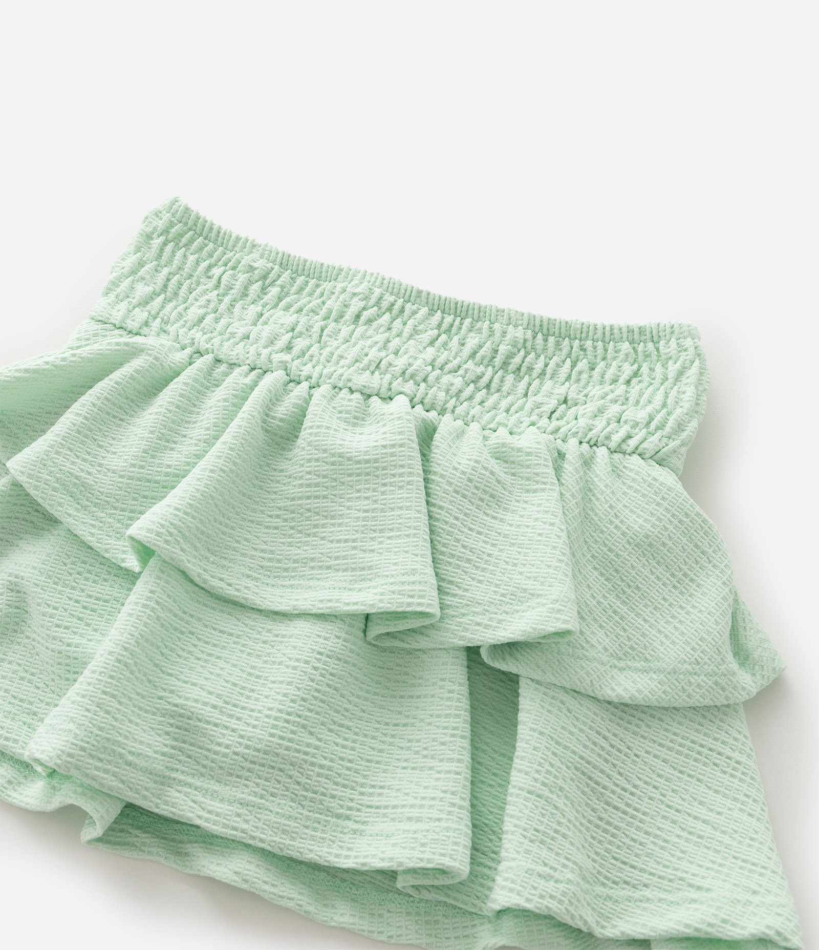 Saia Infantil em Anarruga com Babados e Texturizada - Tam 1 a 6 Anos Verde 5