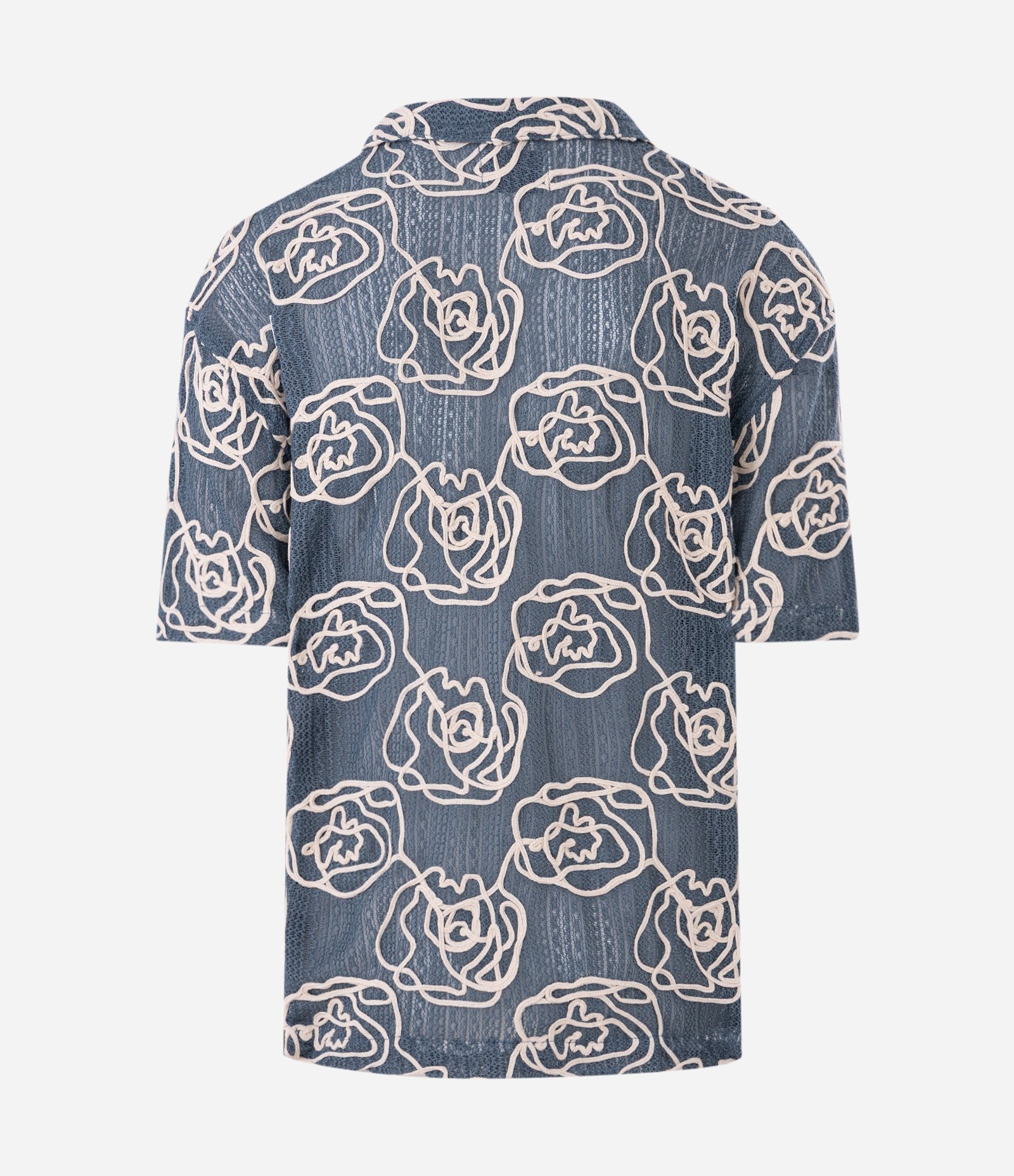 Camisa em Tricô com Textura Floral Azul 6