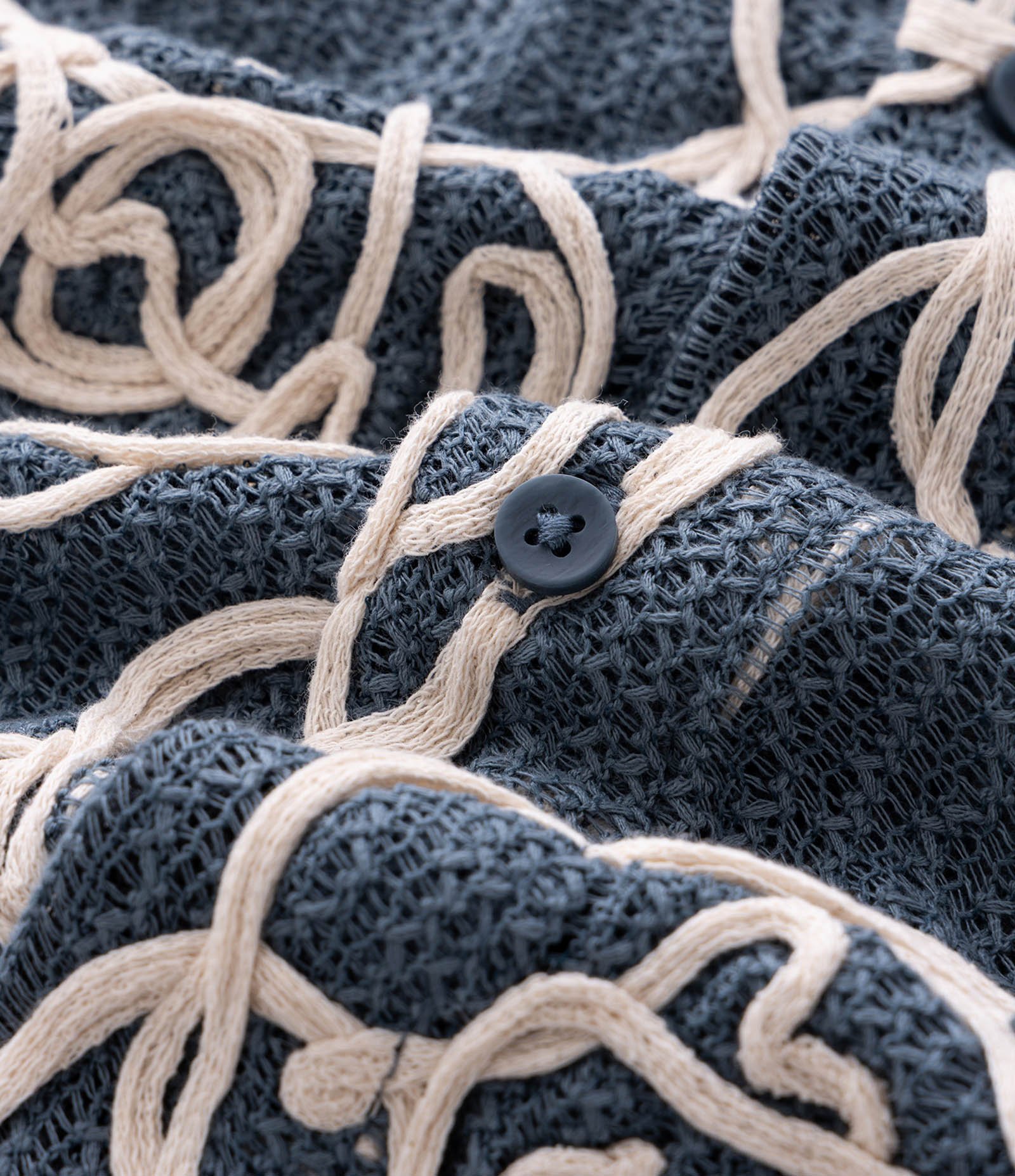 Camisa em Tricô com Textura Floral Azul 7