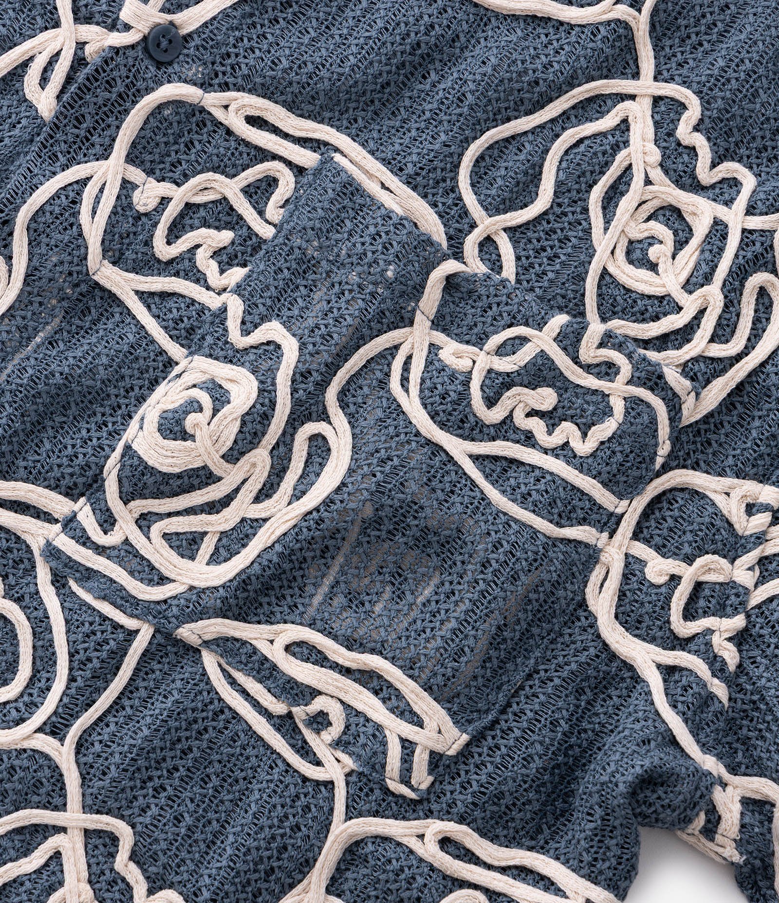 Camisa em Tricô com Textura Floral Azul 8