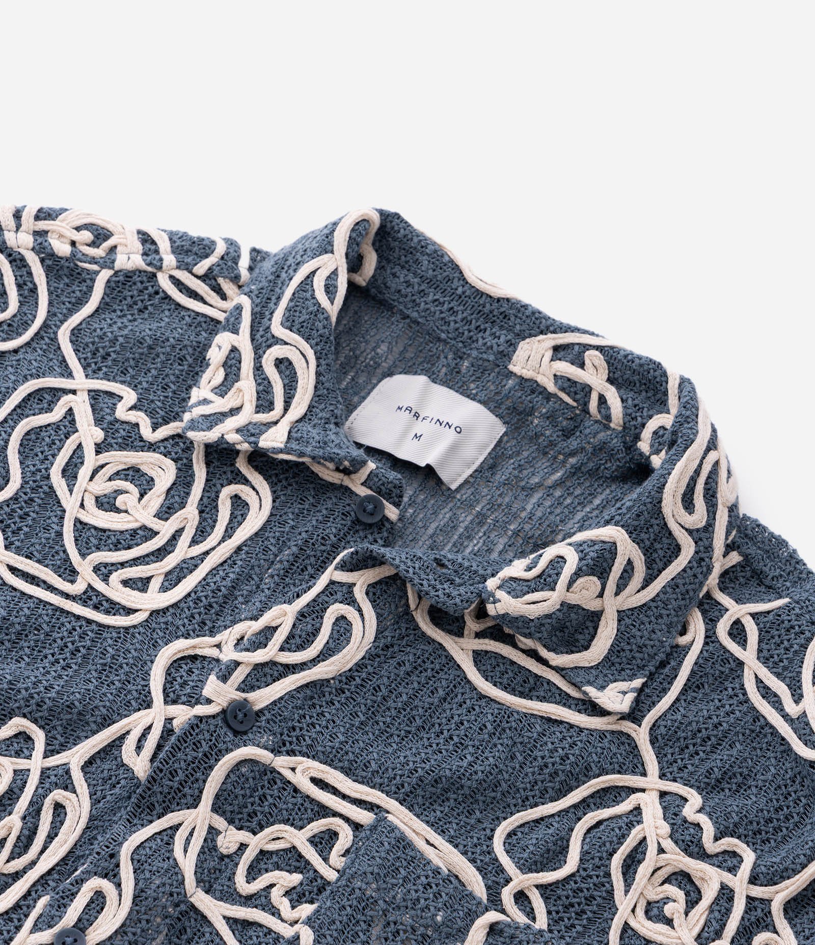 Camisa em Tricô com Textura Floral Azul 9