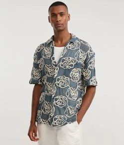 Camisa em Tricô com Textura Floral