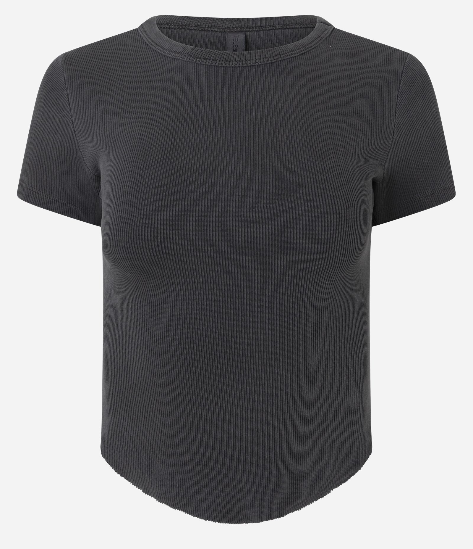 Blusa Canelada em Ribana Estonada com Barra Redonda Preto 1