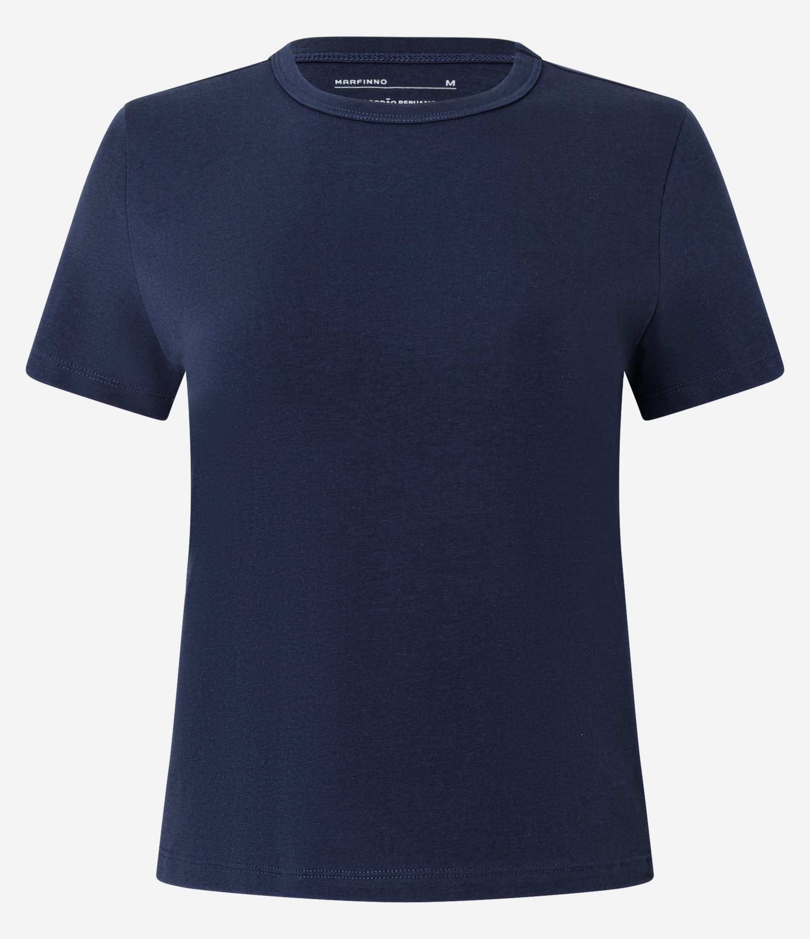 Blusa Slim Básica em Algodão com Gola Redonda Azul Marinho 1