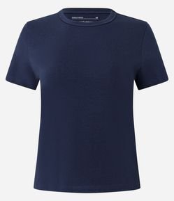 Blusa Slim Básica em Algodão com Gola Redonda