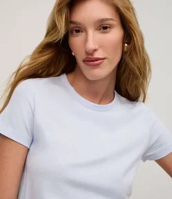 Blusa Slim Básica em Algodão Peruano com Gola Redonda