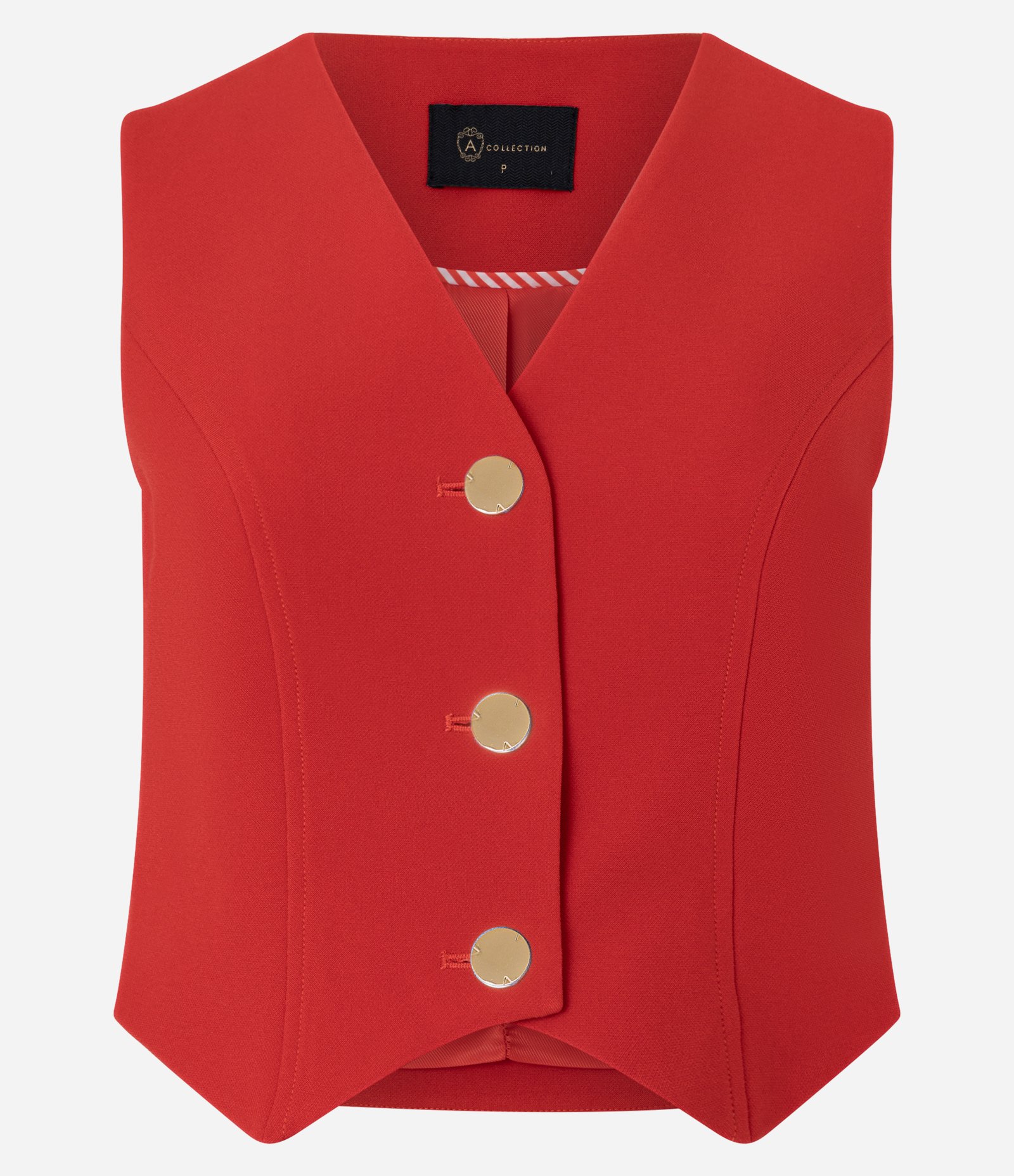 Colete em Crepe com Abotoamento e Decote V Vermelho 1