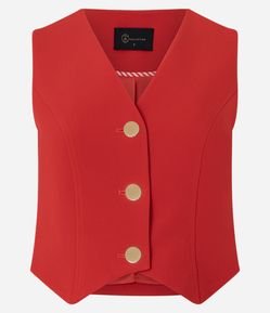 Colete em Crepe com Abotoamento e Decote V