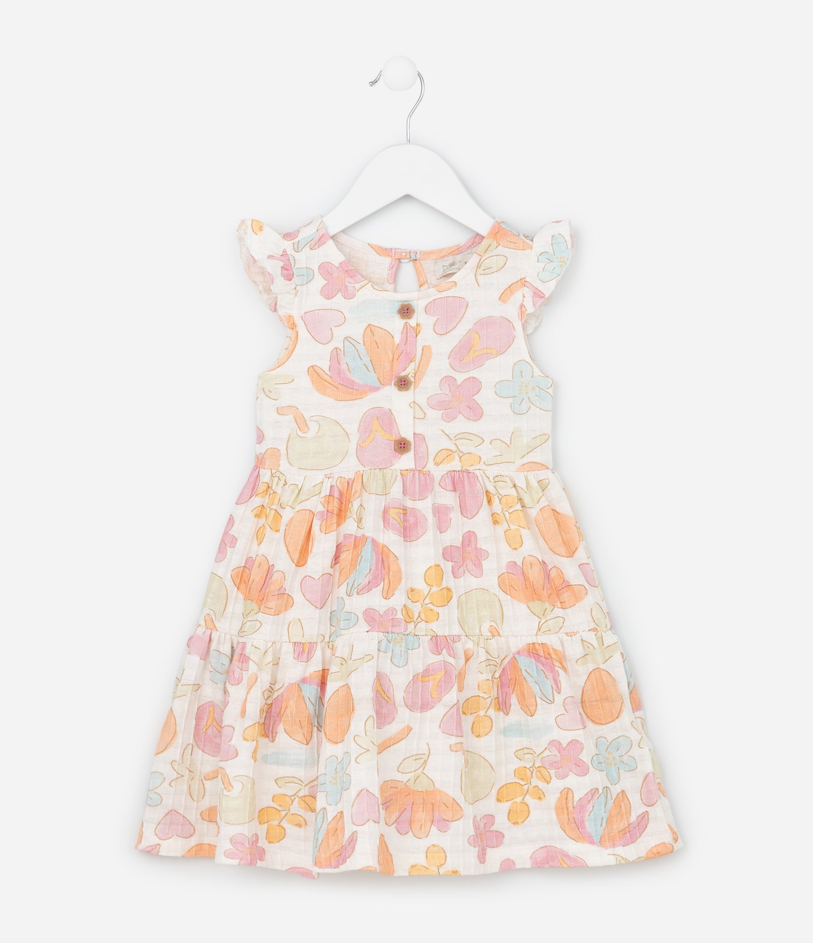 Vestido Infantil com Estampa Flora e Texturizado - Tam 1 a 6 Anos Multicores 1