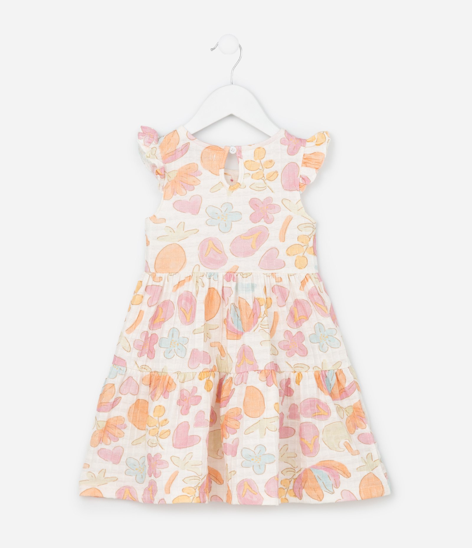Vestido Infantil com Estampa Flora e Texturizado - Tam 1 a 6 Anos Multicores 2
