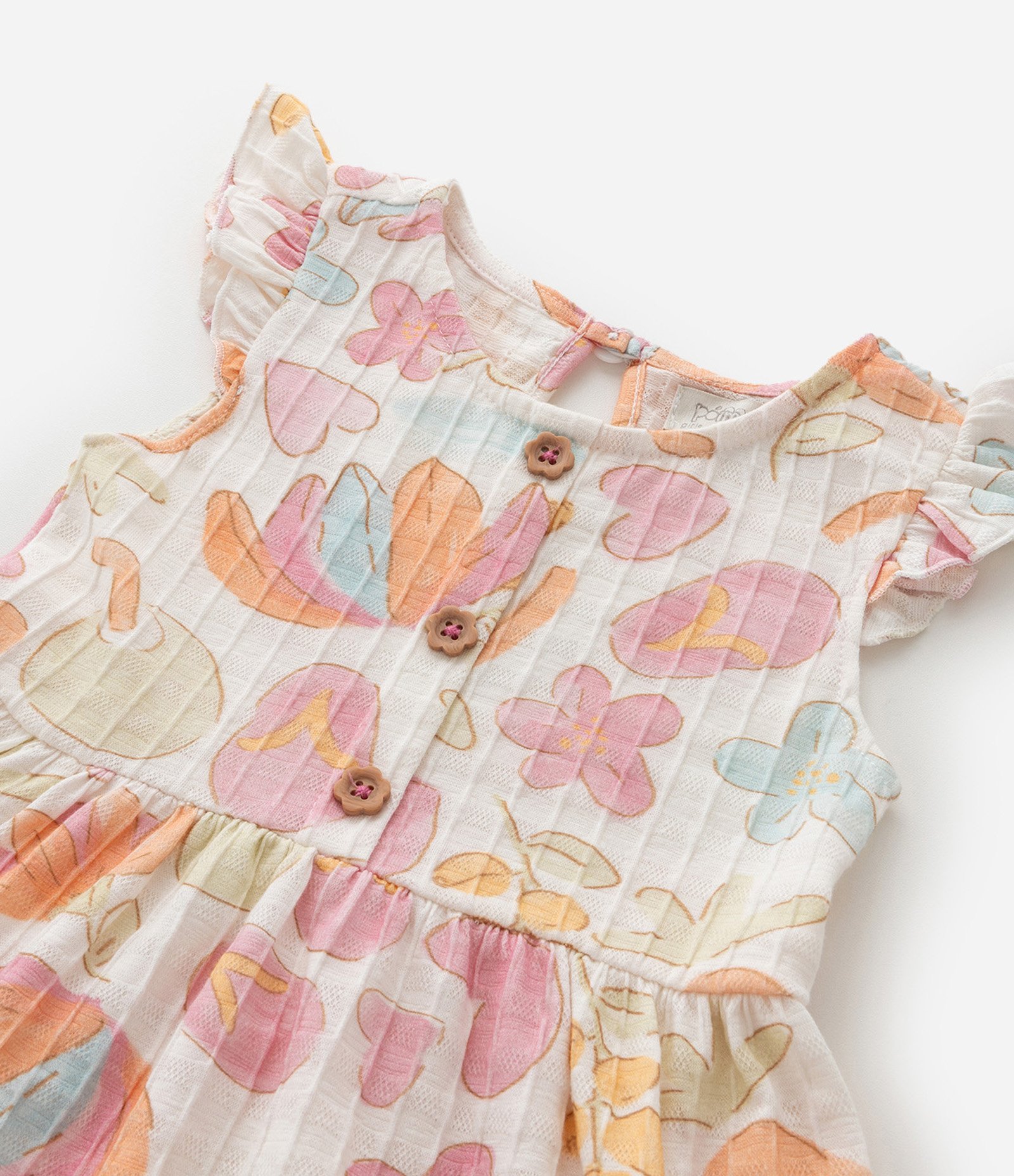Vestido Infantil com Estampa Flora e Texturizado - Tam 1 a 6 Anos Multicores 6