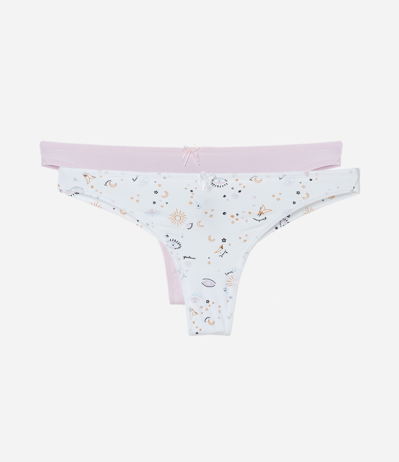 Kit 02 Calcinhas Biquíni Fio Duplo em Microfibra Lisa e Estampada Olhinhos Multicores 1