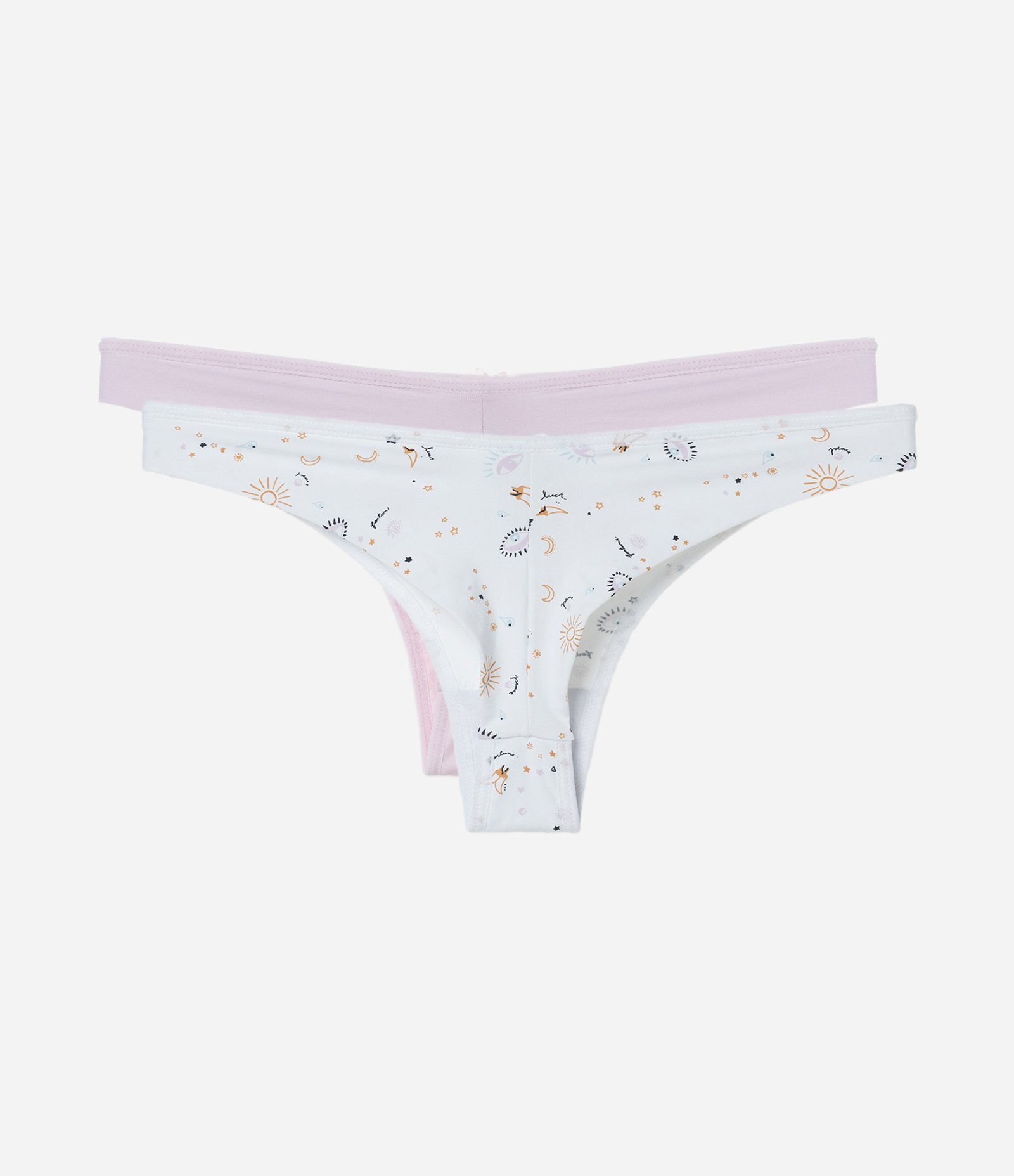 Kit 02 Calcinhas Biquíni Fio Duplo em Microfibra Lisa e Estampada Olhinhos Multicores 2