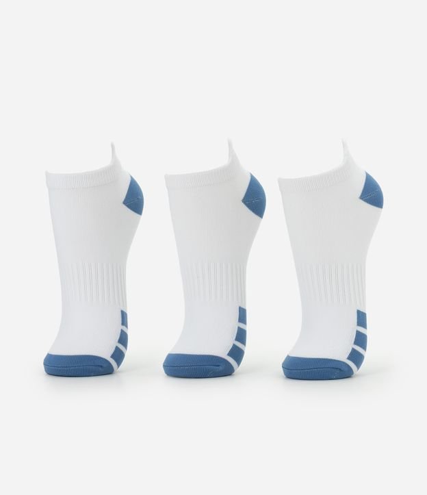 Kit 03 Meias Cano Baixo Esportivas em Poliamida com Listras