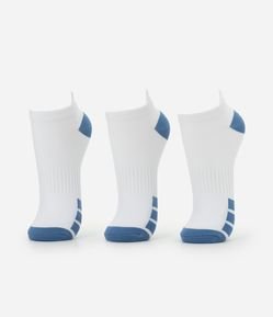 Kit 03 Meias Cano Baixo Esportivas em Poliamida com Listras