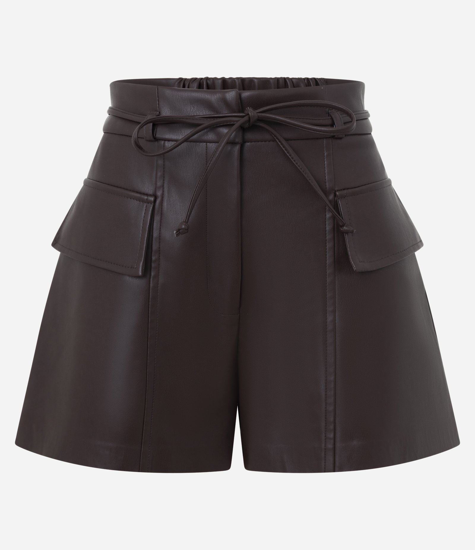 Short em PU com Cintinho para Amarração Marrom 6