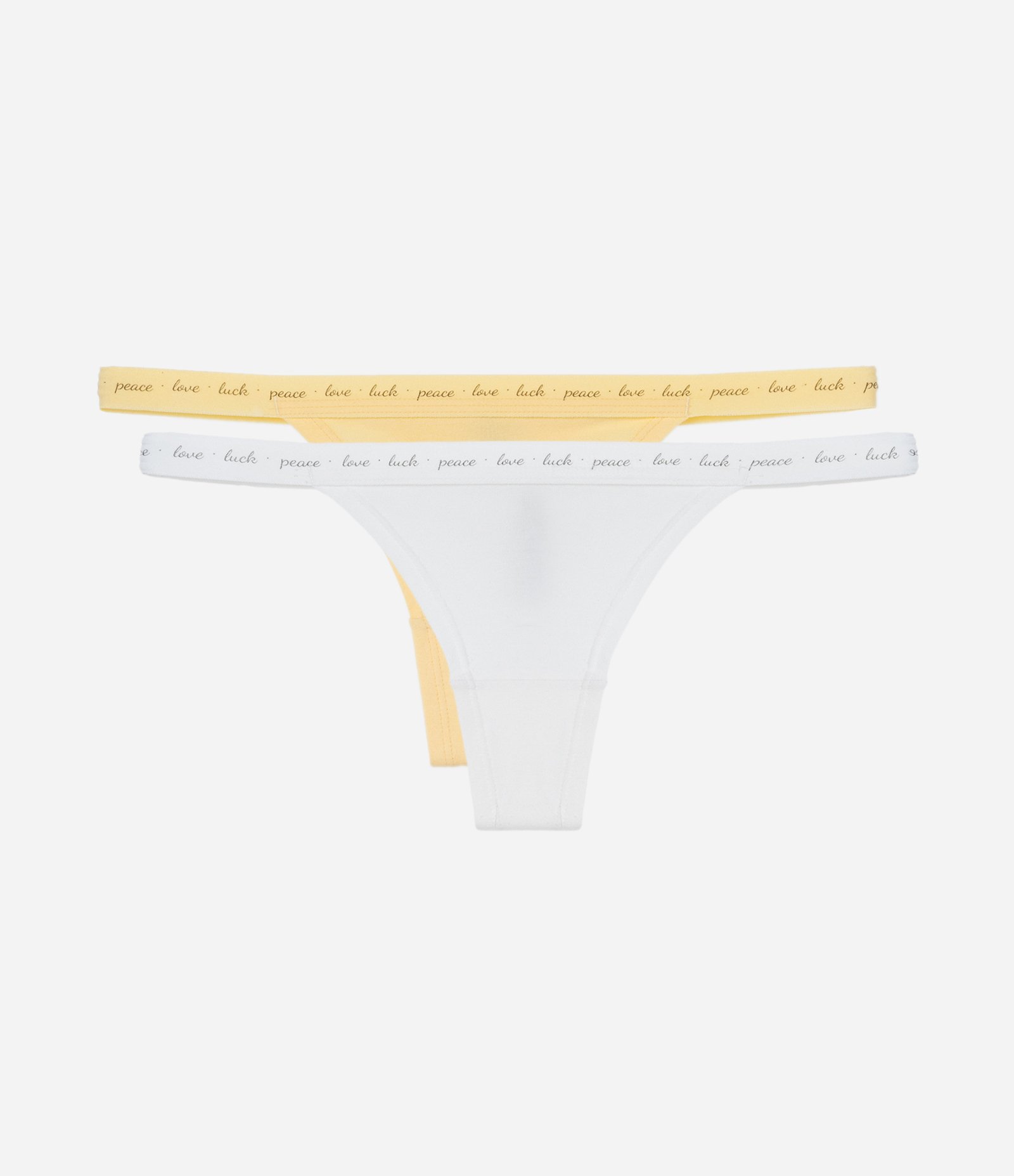 Kit 02 Calcinhas String Fio em Algodão com Cós Estampado Amarelo/Branco 1