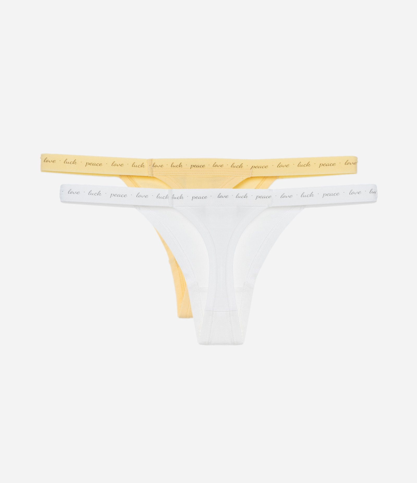 Kit 02 Calcinhas String Fio em Algodão com Cós Estampado Amarelo/Branco 2