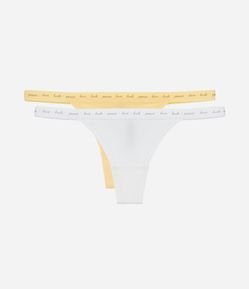 Kit 02 Calcinhas String Fio em Algodão com Cós Estampado