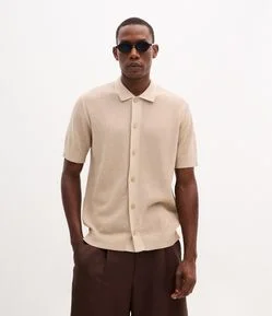 Camisa Regular em Algodão com Textura em Tricô
