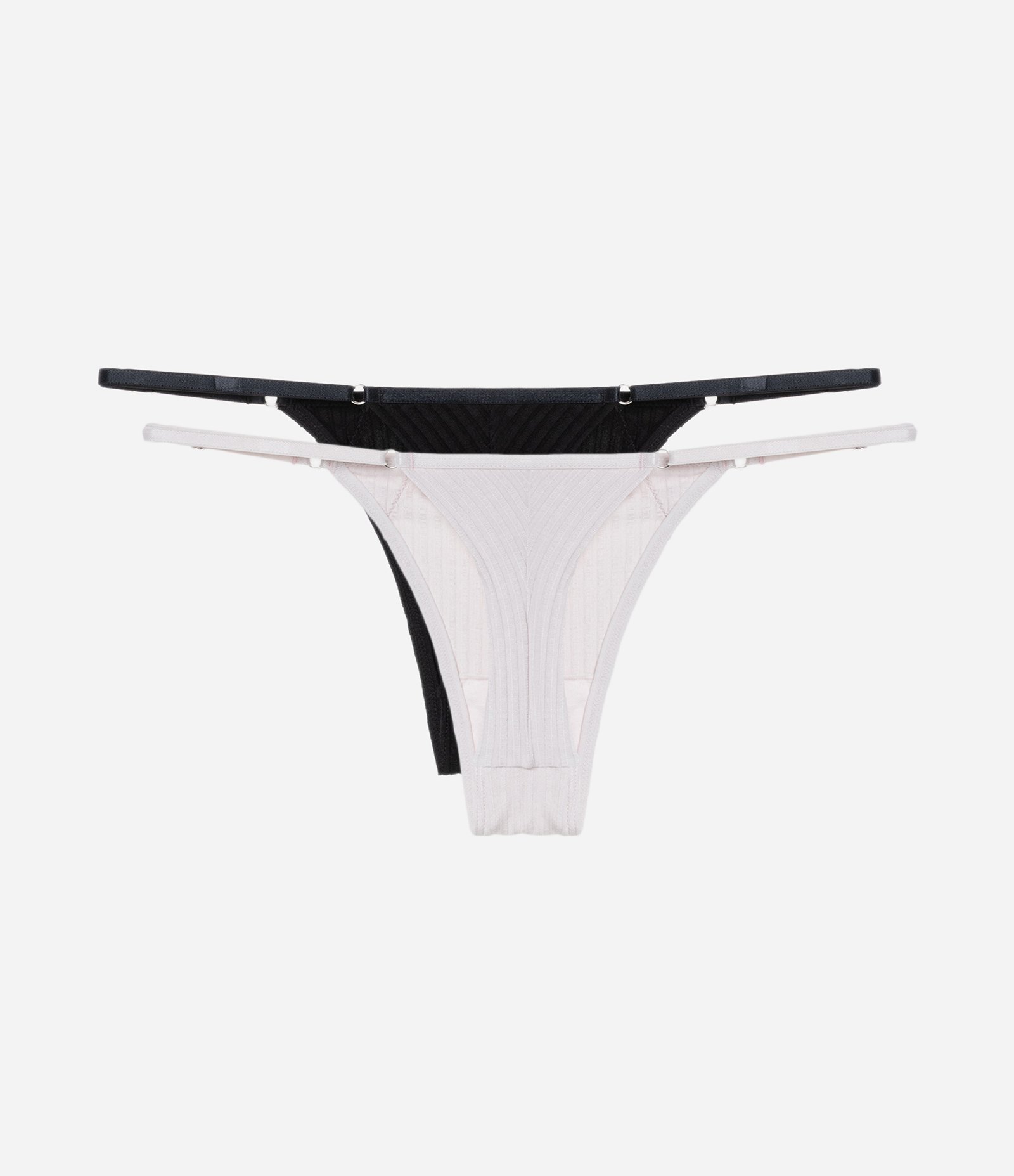 Kit 02 Calcinhas String Fio Duplo em Viscose com Regulagem Preto/Lilás 2