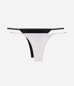 Kit 02 Calcinhas String Fio Duplo em Viscose com Regulagem