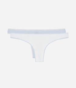 Kit 02 Calcinhas Biquíni Fio em Algodão Canelado com Viés Contraste