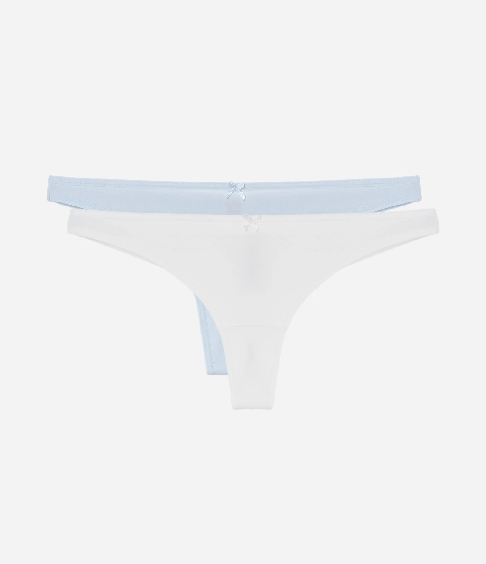 Kit 02 Calcinhas Biquíni Fio Duplo em Algodão Azul/Branco 1