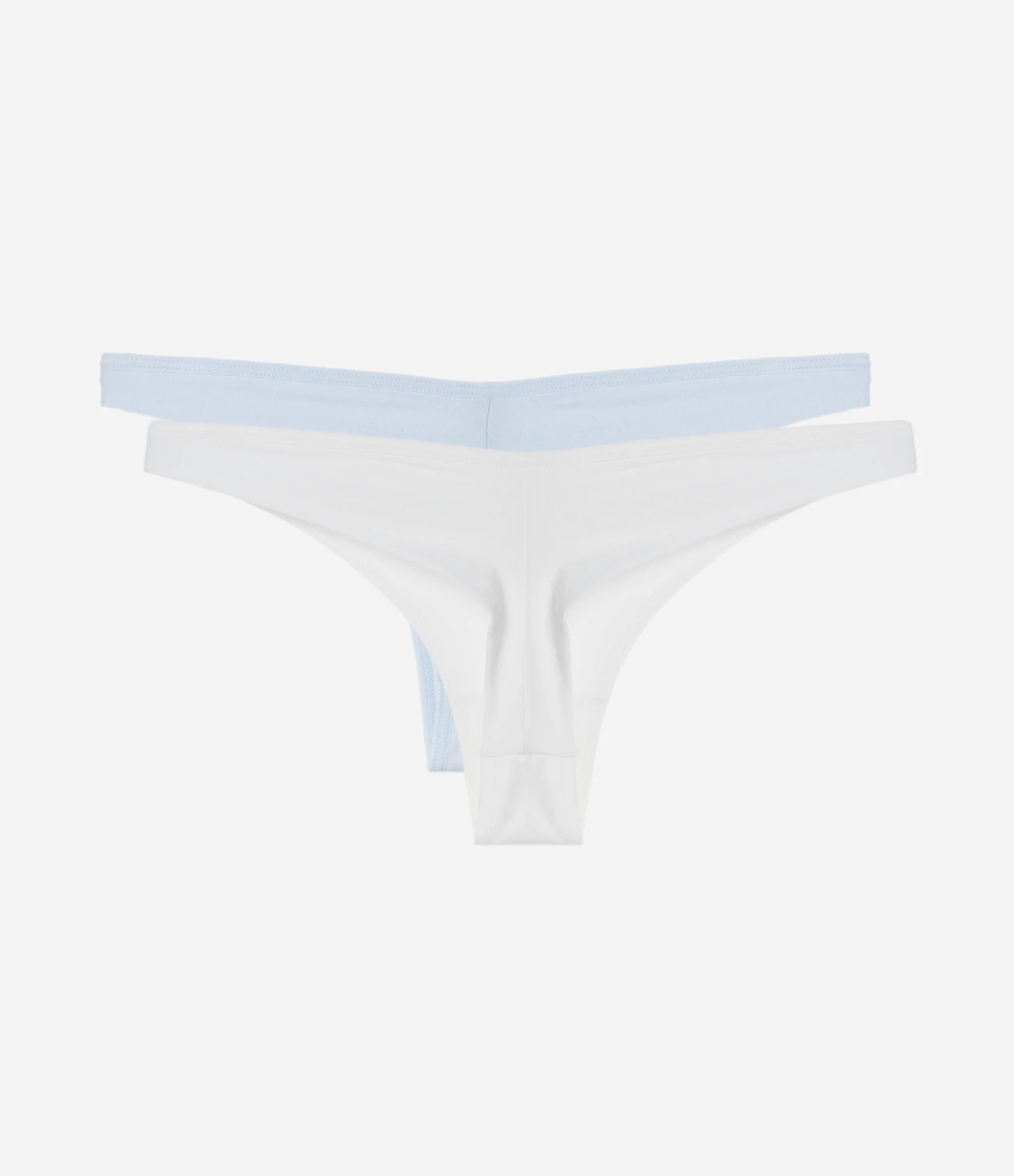 Kit 02 Calcinhas Biquíni Fio Duplo em Algodão Azul/Branco 2