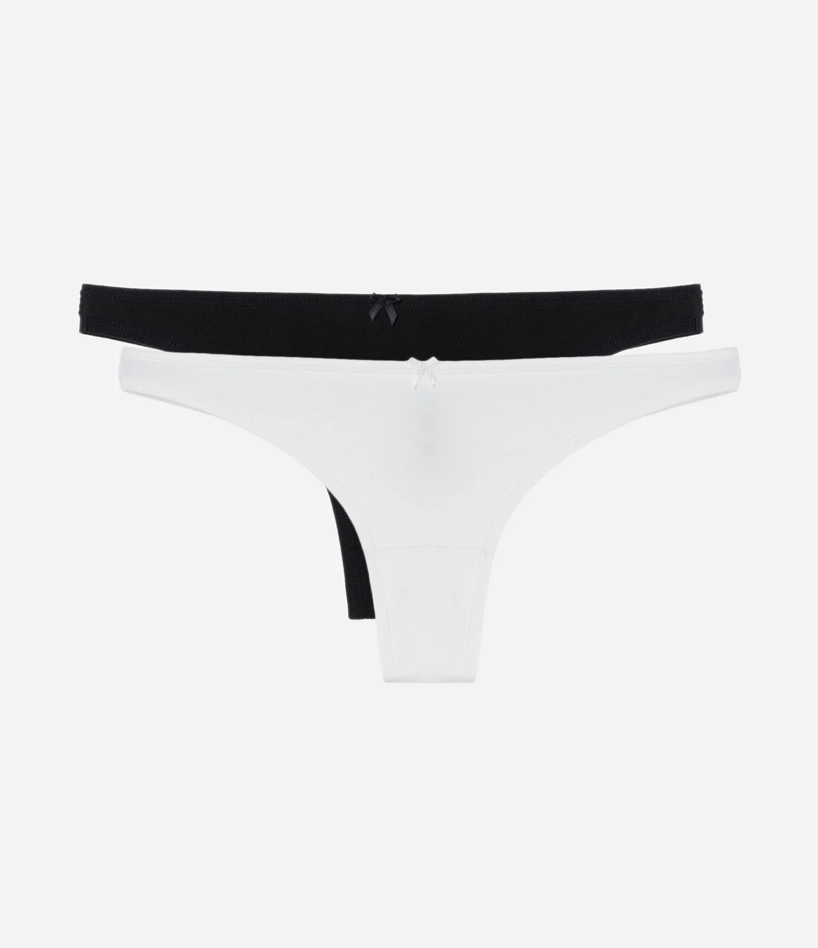 Kit 02 Calcinhas Biquíni Fio Duplo em Algodão Preto/Branco 1