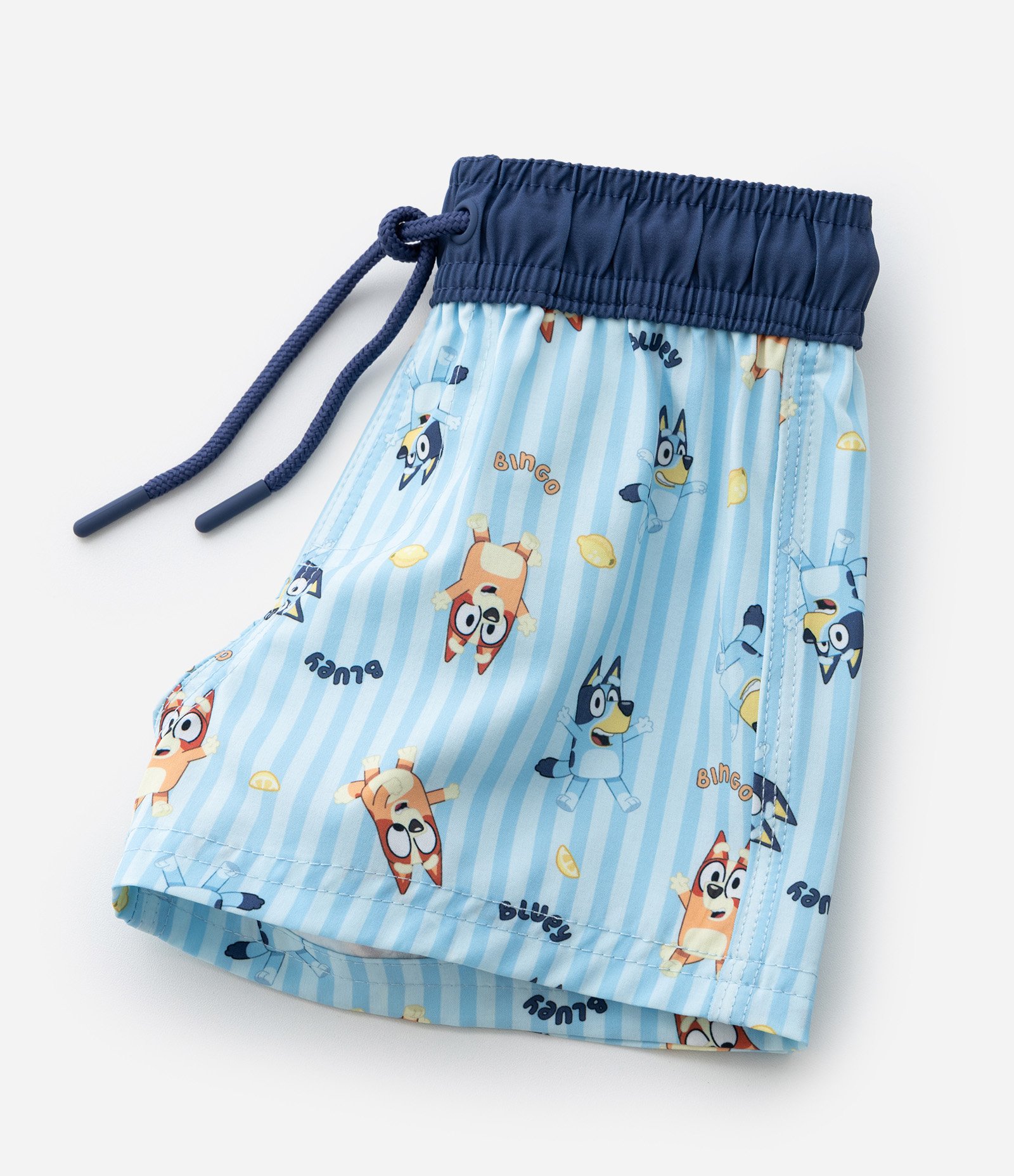 Bermuda Infantil de Banho Listrada com Estampa Bluey - Tam 1 a 6 Anos Azul 5