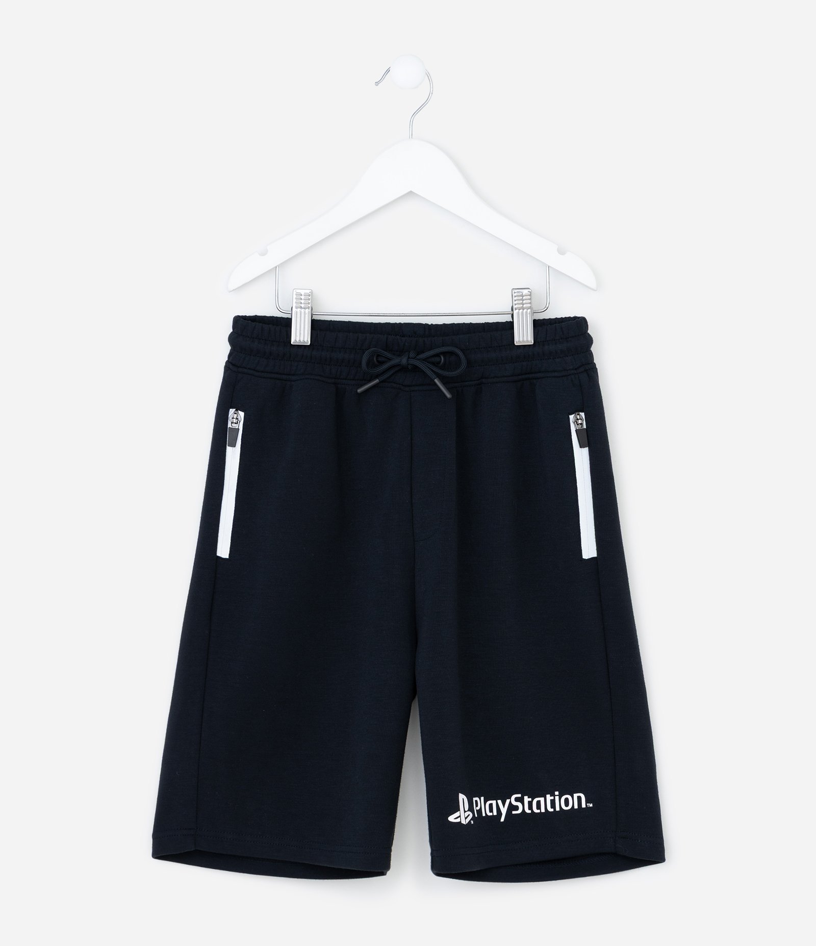 Bermuda Infantil Moletom Playstation com Zíper Refletivo - Tam 5 a 14 Anos Preto 1