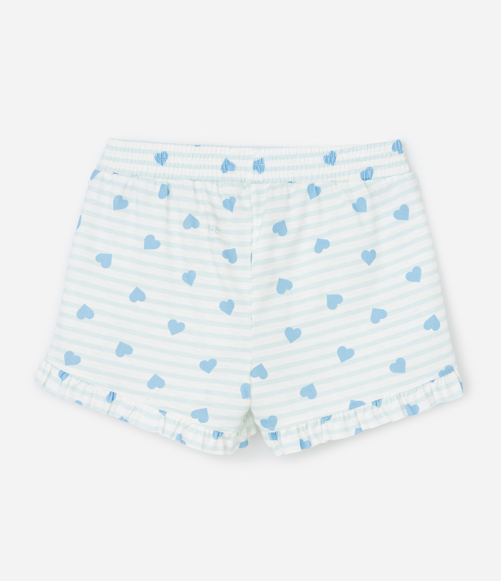 Pijama Infantil Curto com Estampa De Corações e Bordado Love - Tam 2 A 10 Anos Branco/Azul 5