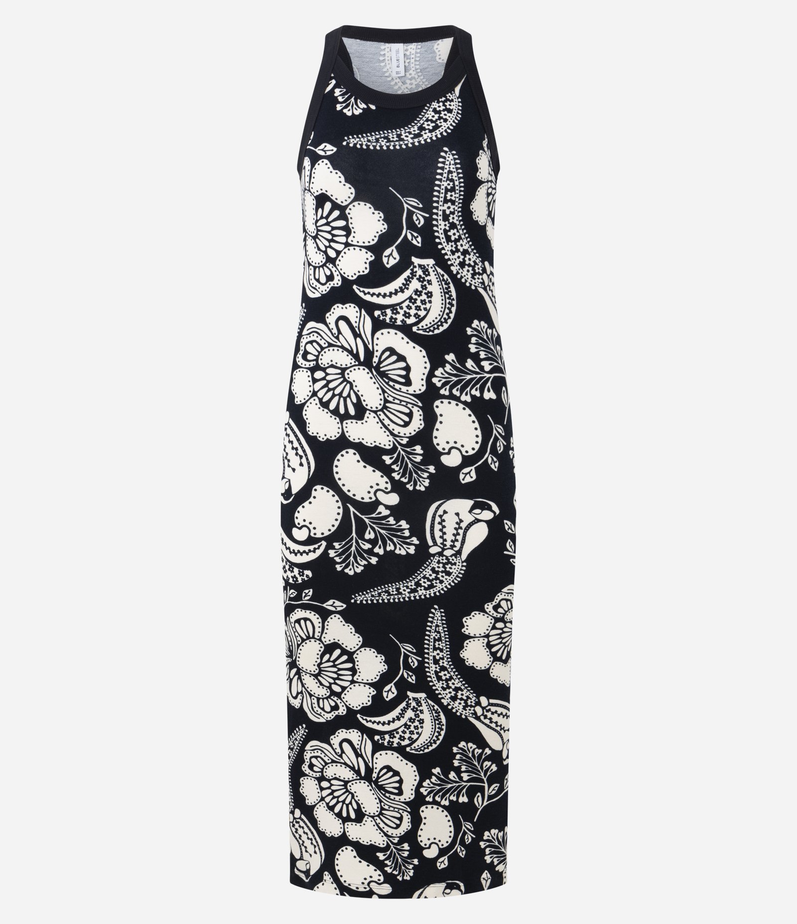 Vestido Midi em Viscose com Estampa Floral Bicolor Preto 4