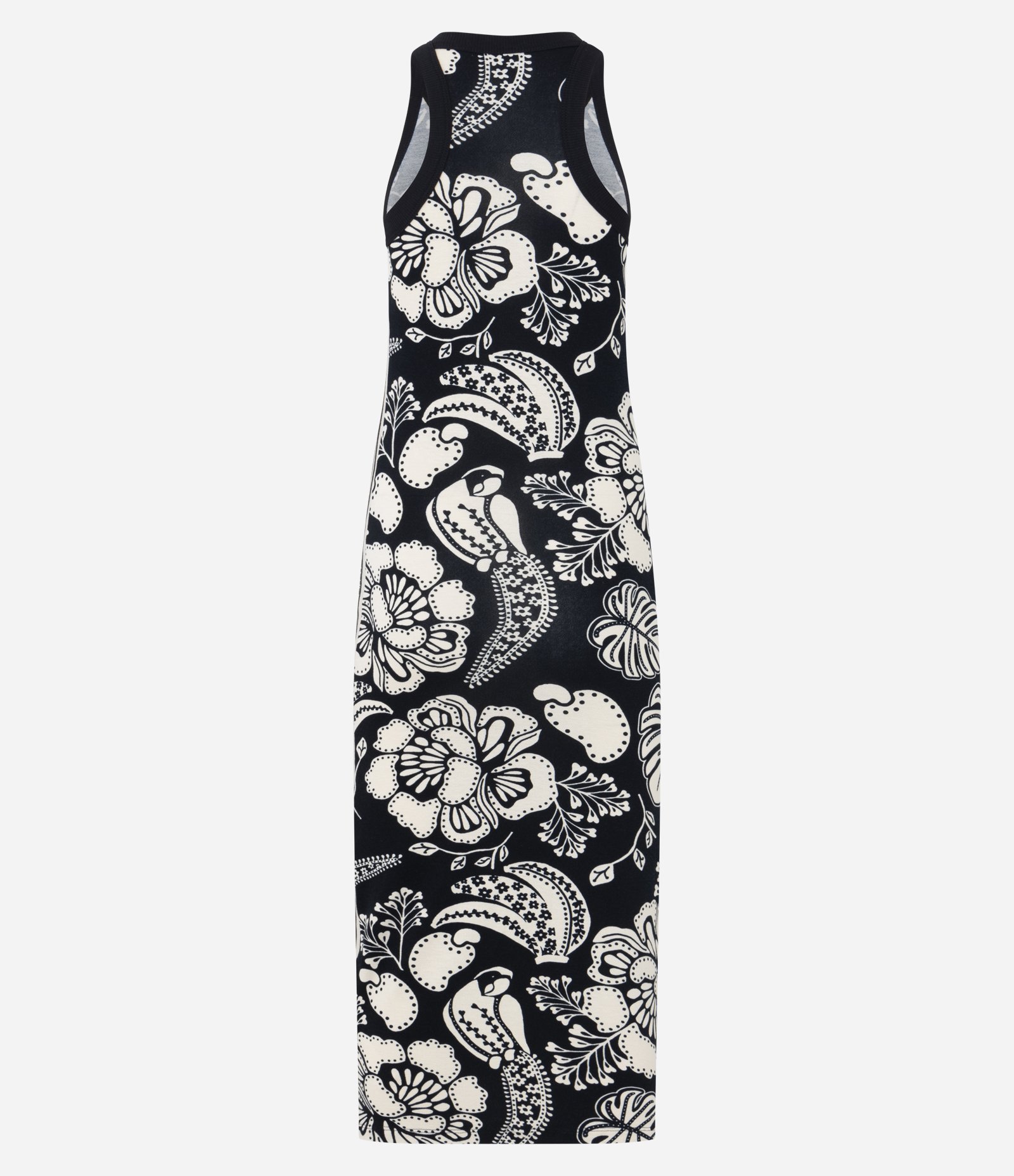 Vestido Midi em Viscose com Estampa Floral Bicolor Preto 6