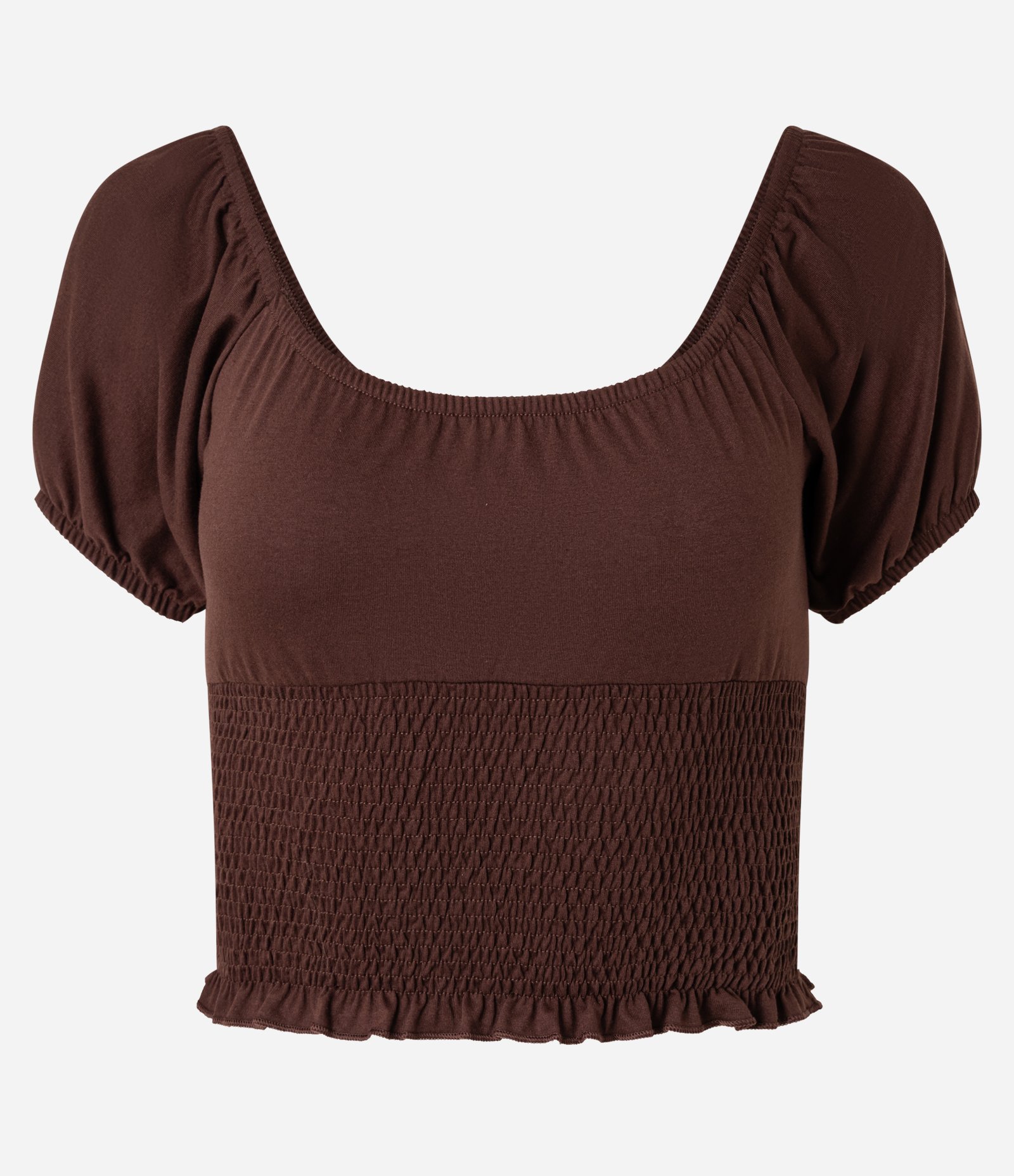 Blusa com Lastex e Manga Bufante Marrom 4