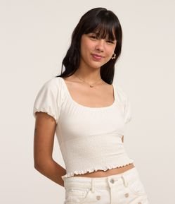 Blusa com Lastex e Manga Bufante