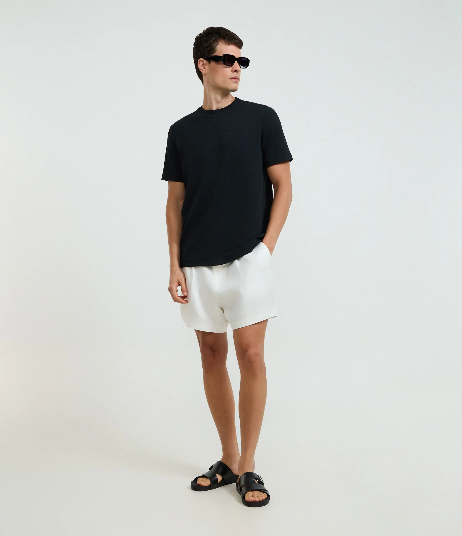 Camiseta Slim com Textura Preto 2